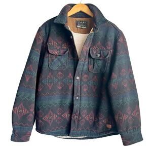 Jachs Aztec Sherpa Lined Thick Button Up Jacket Size Large 22x30